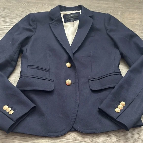 J.Crew | Classic School Boy Wool Blazer in Navy With Gold Buttons Size 00 - Picture 4 of 14